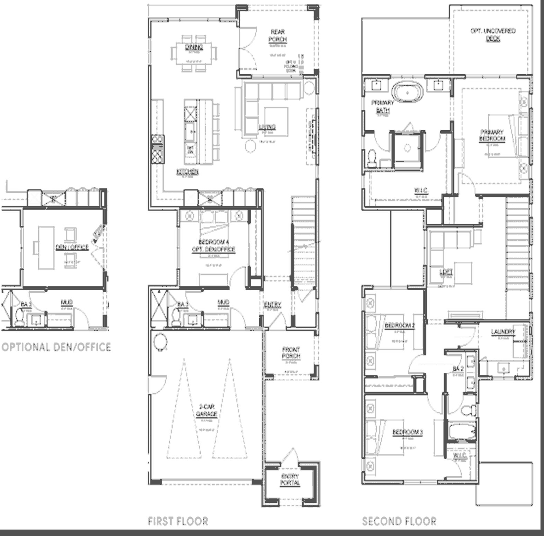 Hawk Plan floor plans, first and second floor